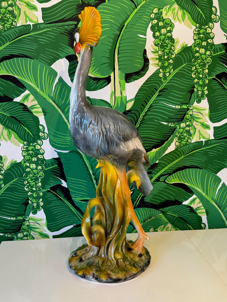 Life Size Crowned Crane Bird Statue