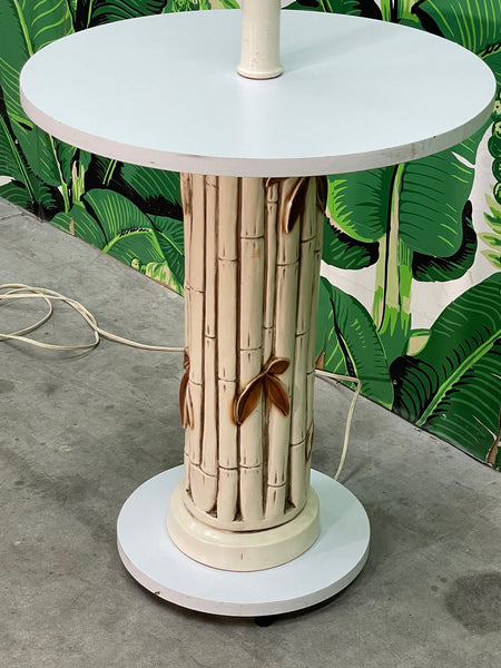 Mid Century Faux Bamboo Floor Lamp Table