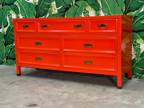 Asian Chinoiserie Dresser in Hermes Orange Lacquer