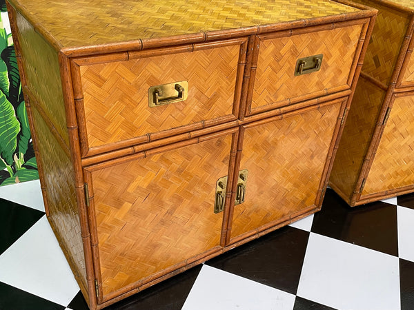 Wicker Basketweave and Faux Bamboo Cabinet