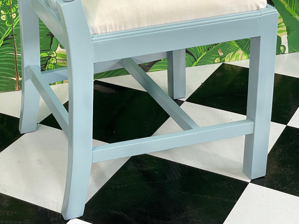 Pagoda Fretwork Dining Chairs Set in High Gloss Blue