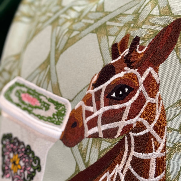 Embroidered Giraffe Garden Stool Pillow - Bamboo - The Colony Collection