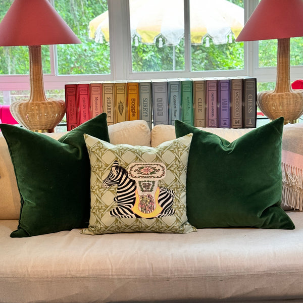 Embroidered Zebra Garden Stool Pillow - Bamboo - The Colony Collection