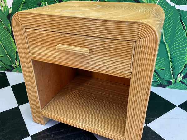 Pencil Reed Rattan Nightstand in the Manner of Gabriella Crespi