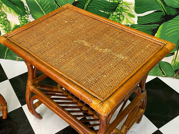 Rattan and Woven Wicker Magazine Rack End Tables