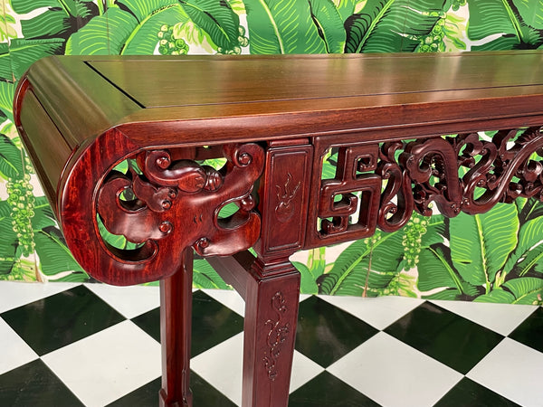 Asian Carved Dragon Console Altar Table