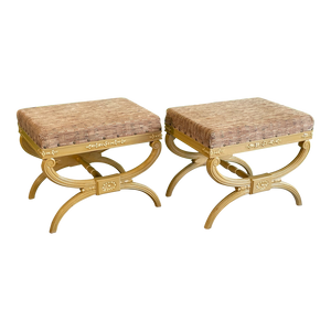 Dorothy Draper Style X Form Footstool Benches