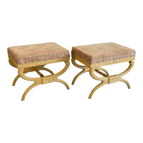 Dorothy Draper Style X Form Footstool Benches