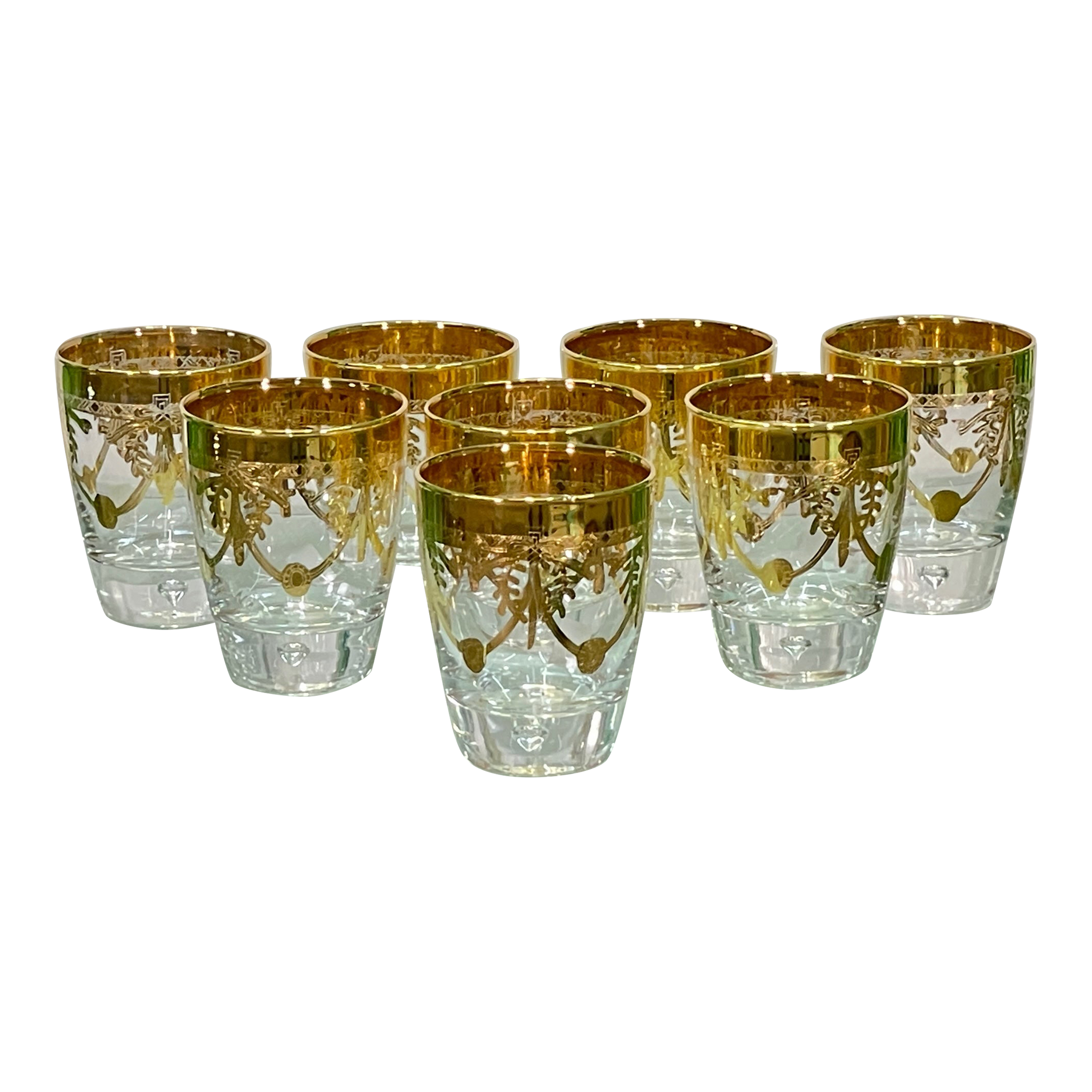 Gold Leaf Crystal Barware Glasses by Creart of Italy