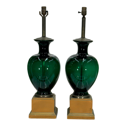 Green Glass Ginger Jar Table Lamps