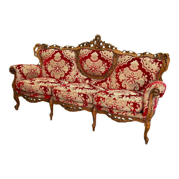 Louis Style Ornate Carved Parlor Sofa