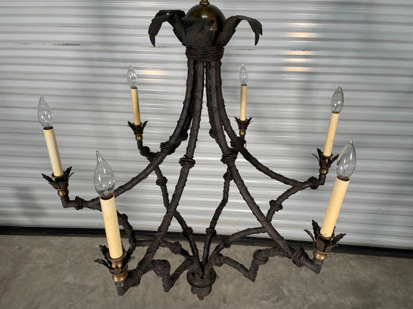 Palm Frond Iron 6-Arm Chandelier