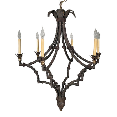 Palm Frond Iron 6-Arm Chandelier