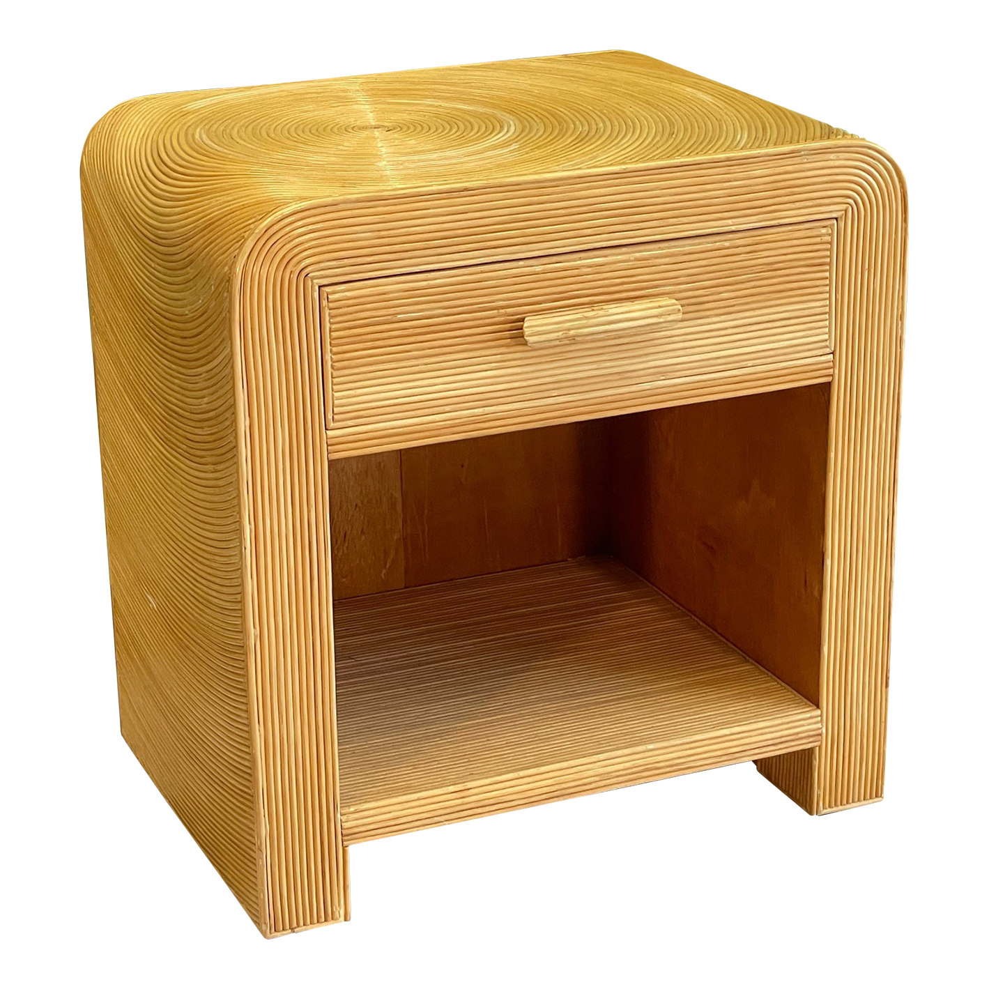 Pencil Reed Rattan Nightstand in the Manner of Gabriella Crespi