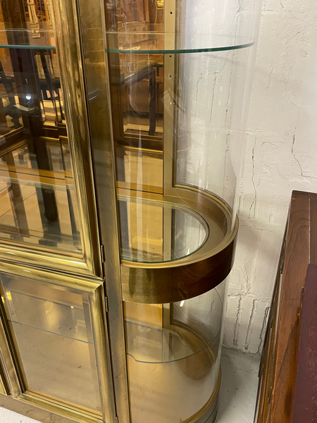 Mastercraft Brass and Glass Display or Vitrine Cabinets, a Pair close up