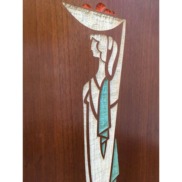 Mid-Century Modern Carved Wood Wall Clock