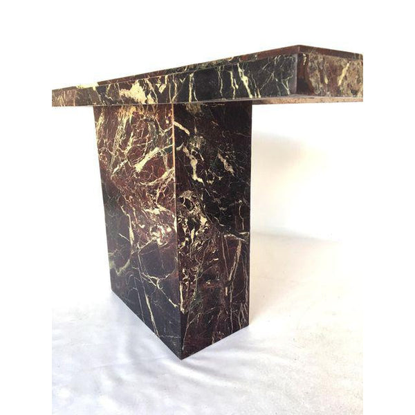 Marble Brutalist Pedestal Console Table