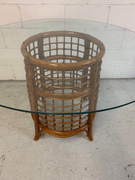Rattan and Brass Dining Table top view