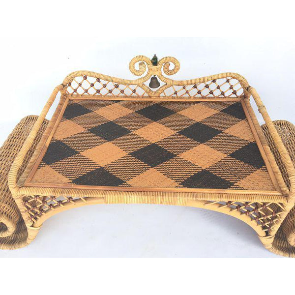 Ajiro Weave Wicker Rattan Scrolled Bed Tray by MacKenzie Childs