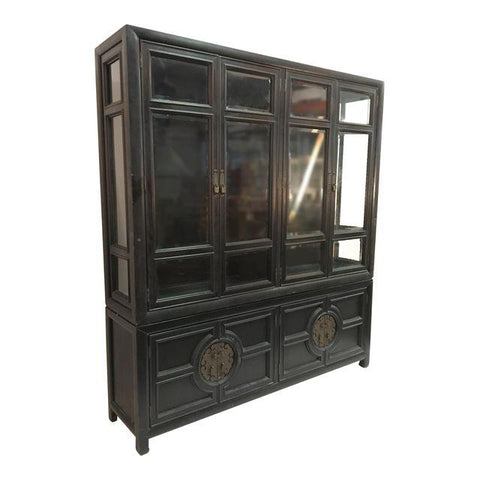 Hollywood Regency Chinoiserie Lighted Cabinet by Century