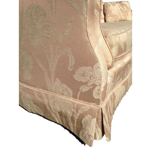 Henredon Mid Century Tufted Floral Soft Pink Tonal Sofa