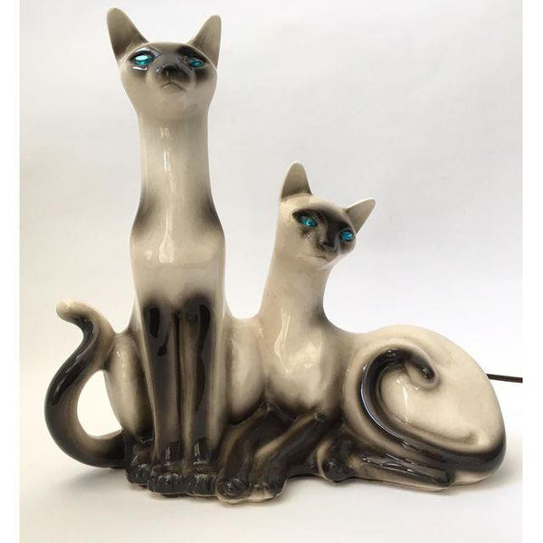 Vintage Lane & Co. Van Nuys Ceramic Siamese Cat TV Lamp