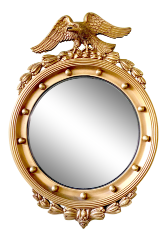 19th Century American Federal Giltwood Eagle Convex Mirror