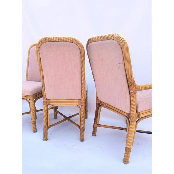 Set of 6 Twisted Rattan Bent Wood Pencil Reed Dining Chairs