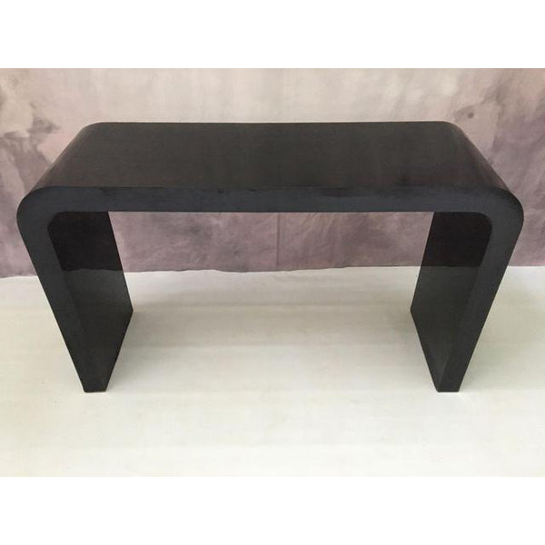 Gloss Black Hollywood Regency Waterfall Console Table After Karl Springer