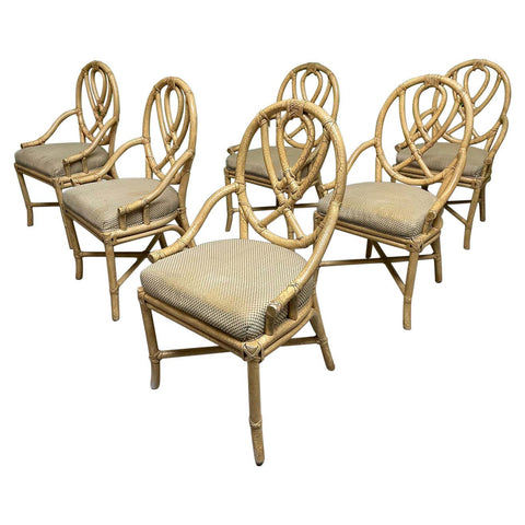 Rattan Loop Back Dining Chairs, Set of 6
