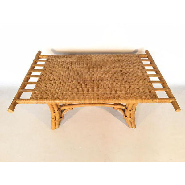 Vintage Pagoda Style Bamboo with Cane Coffee Table