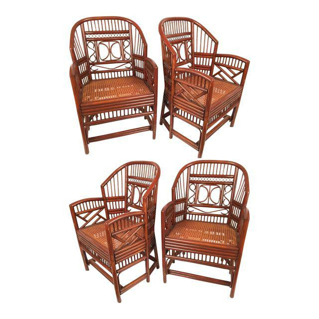Set of 4 Vintage Brighton Chinoiserie Bamboo Armchairs