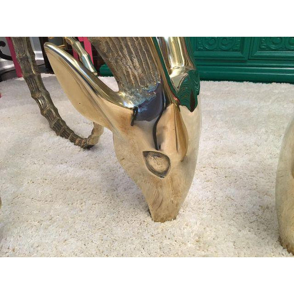 Brass rams head table close up