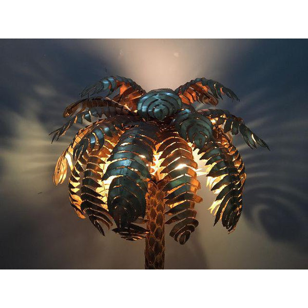 Maison Jansen Style Hollywood Regency Brass Palm Tree Floor Lamp lighted