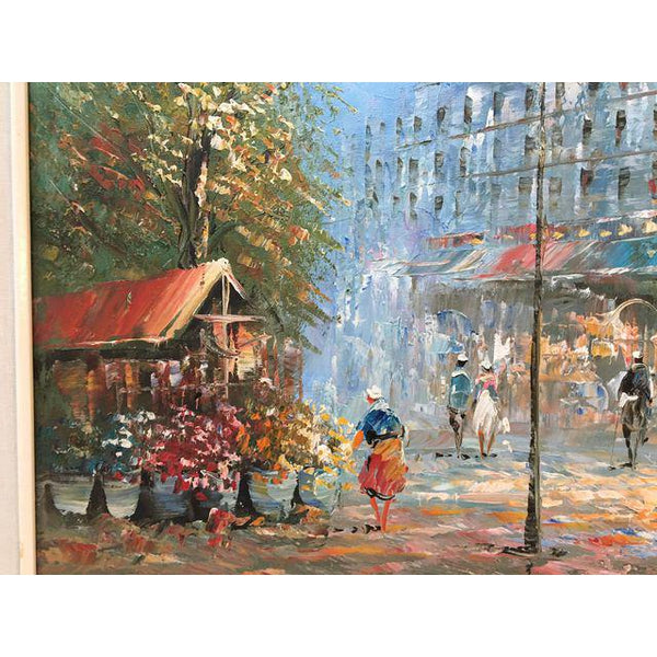 Vintage Caroline Burnett Signed Paris Moulin Rouge Street Scene Framed Oil Painting