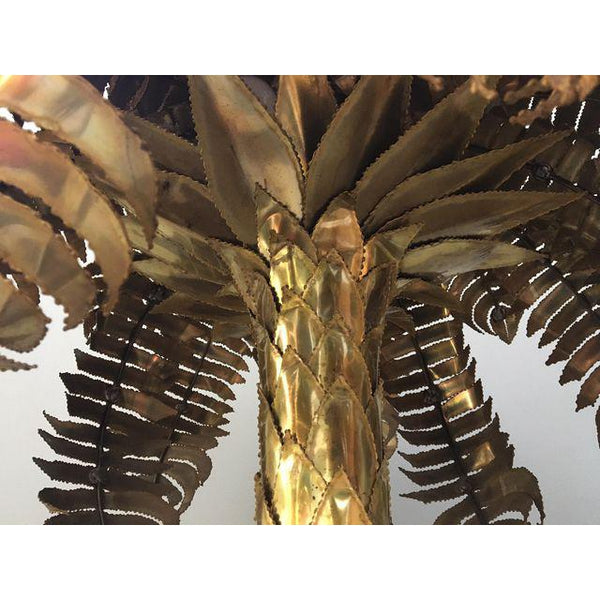 Maison Jansen Style Hollywood Regency Brass Palm Tree Floor Lamp underside