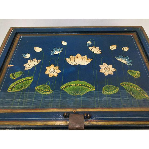 Vintage hand painted jewelry box top view