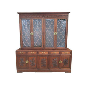 Hand Carved Asian Chinoiserie China Cabinet Hutch by Ricardo Lynn