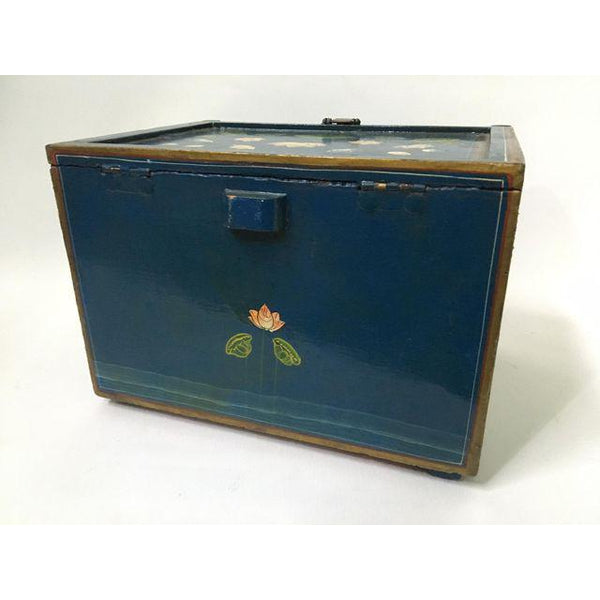 Vintage hand painted jewelry box rear view