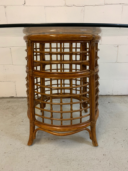 Rattan and Brass Dining Table side view