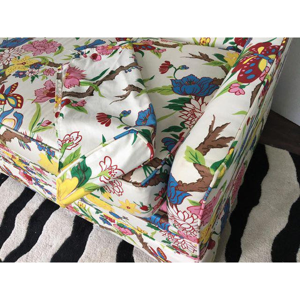 Hollywood Regency Botanical Floral Print Sleeper Sofa