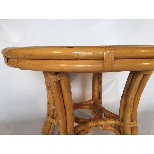 Vintage Palm Beach Cane and Rattan Round Side Table