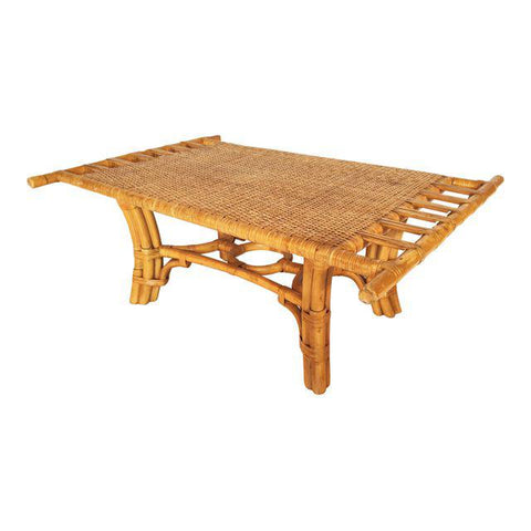 Vintage Pagoda Style Bamboo with Cane Coffee Table