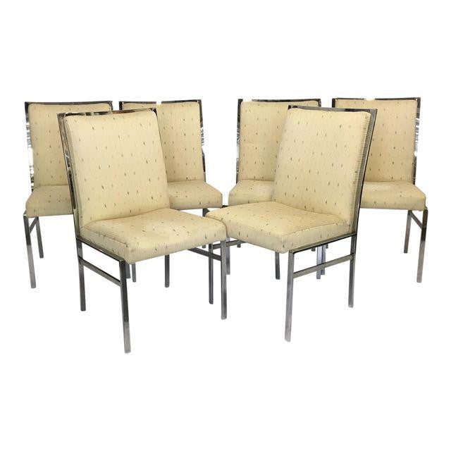 Chrome Upholstered Dining Chairs After Milo Baughman