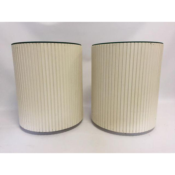 Pair of Mirrored Barrel Cylinder Drum Side Tables