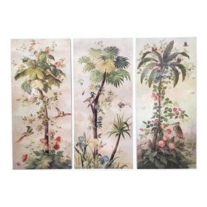 Vintage Hollywood Regency Tropical Scene Triptych