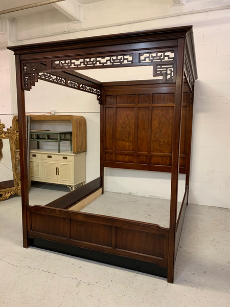 Asian Chinoiserie Queen Size Opium Canopy Bed by Bernhardt front view