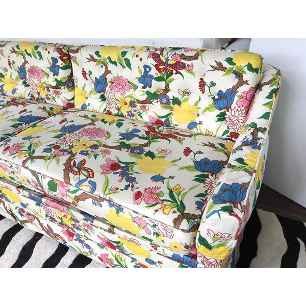 Dorothy Draper Style Hollywood Regency Floral Print Sofa