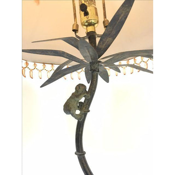 Pair of Bronze Monkey Palm Tree Lamps