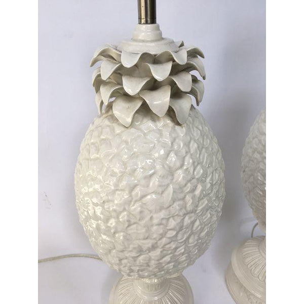 Pair of Sculptural White Pineapple Table Lamps